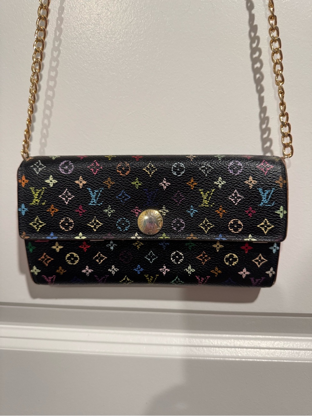 Louis Vuitton Black Multicolor Monogram Wallet Chain Bag